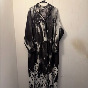 LOOK by SimplyBe Brown and White Splatter Maxi length shirt dress